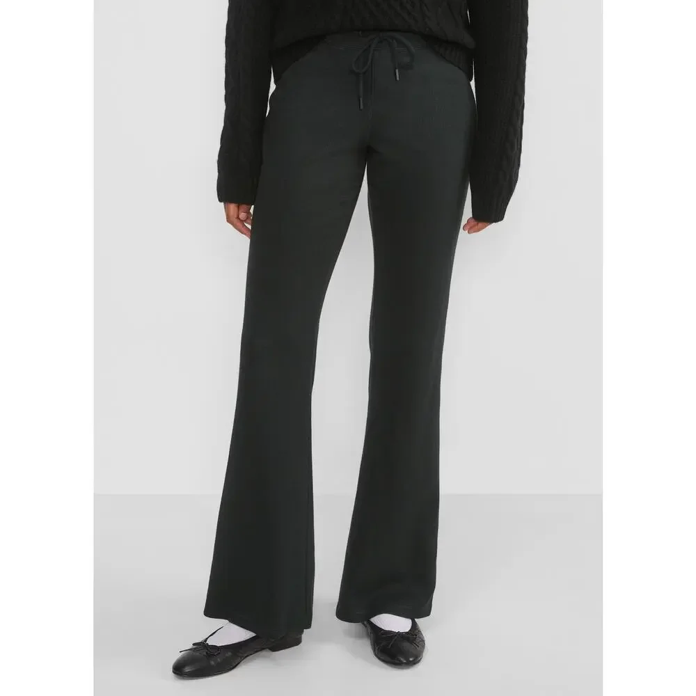 Aritzia Sunday Best Baby Waffle Knit Kick Flare Lounge Pant Black Women's Sz XS